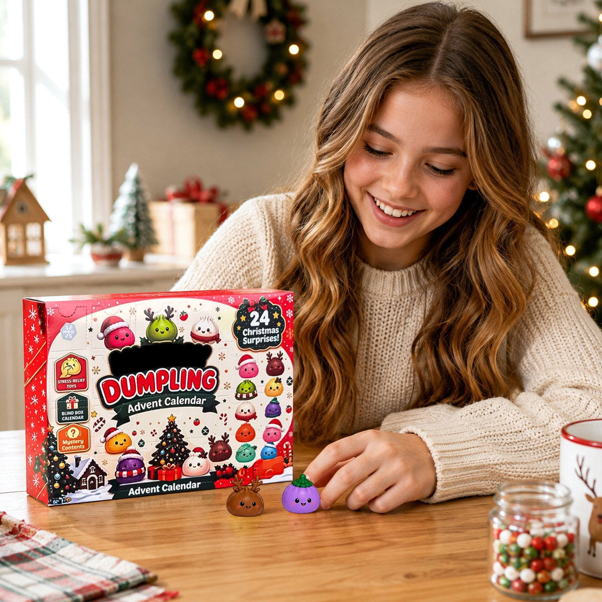 Christmas Advent Calendar 2026 – 24 Days Surprise Dumpling Squishy Toys