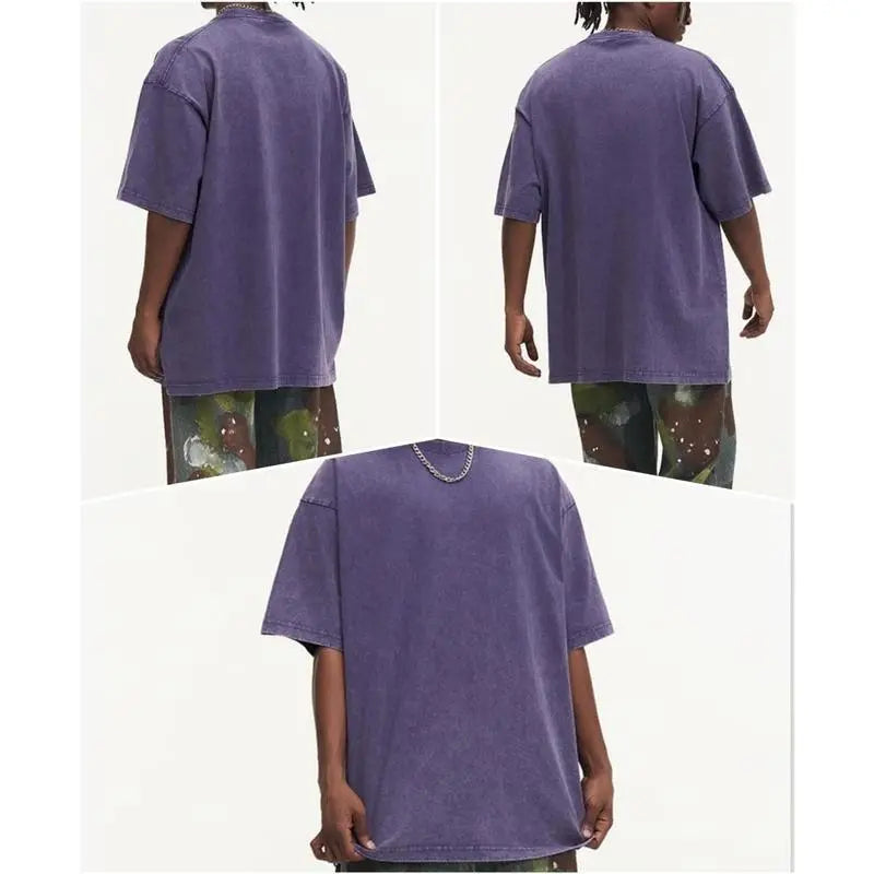 Distressed Washed Cotton 4-Pack Tees – Oversized Unisex Short Sleeve