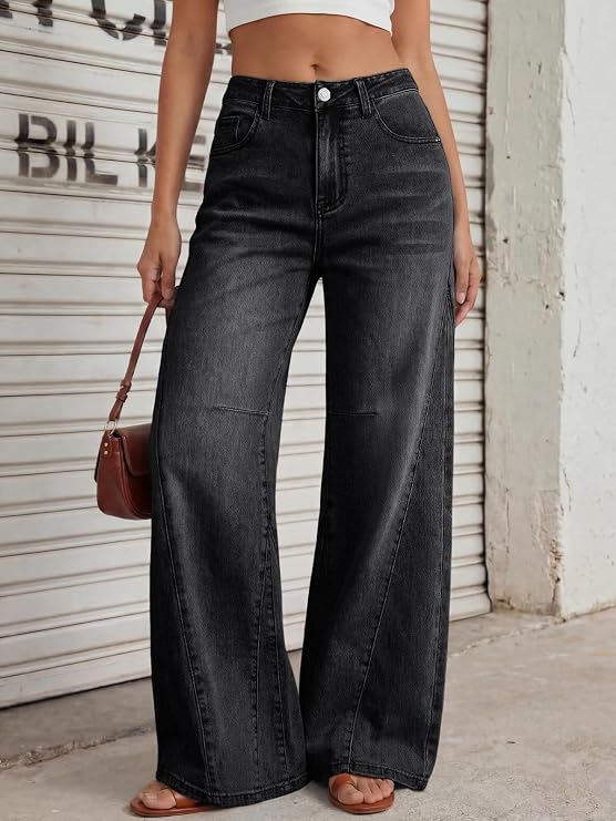 Trendy Queen Women's High Waisted Wide Leg Jeans – Barrel Baggy Pants