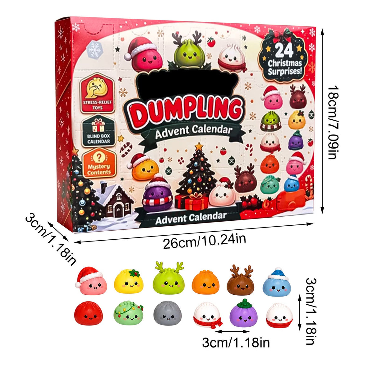 Christmas Advent Calendar 2026 – 24 Days Surprise Dumpling Squishy Toys