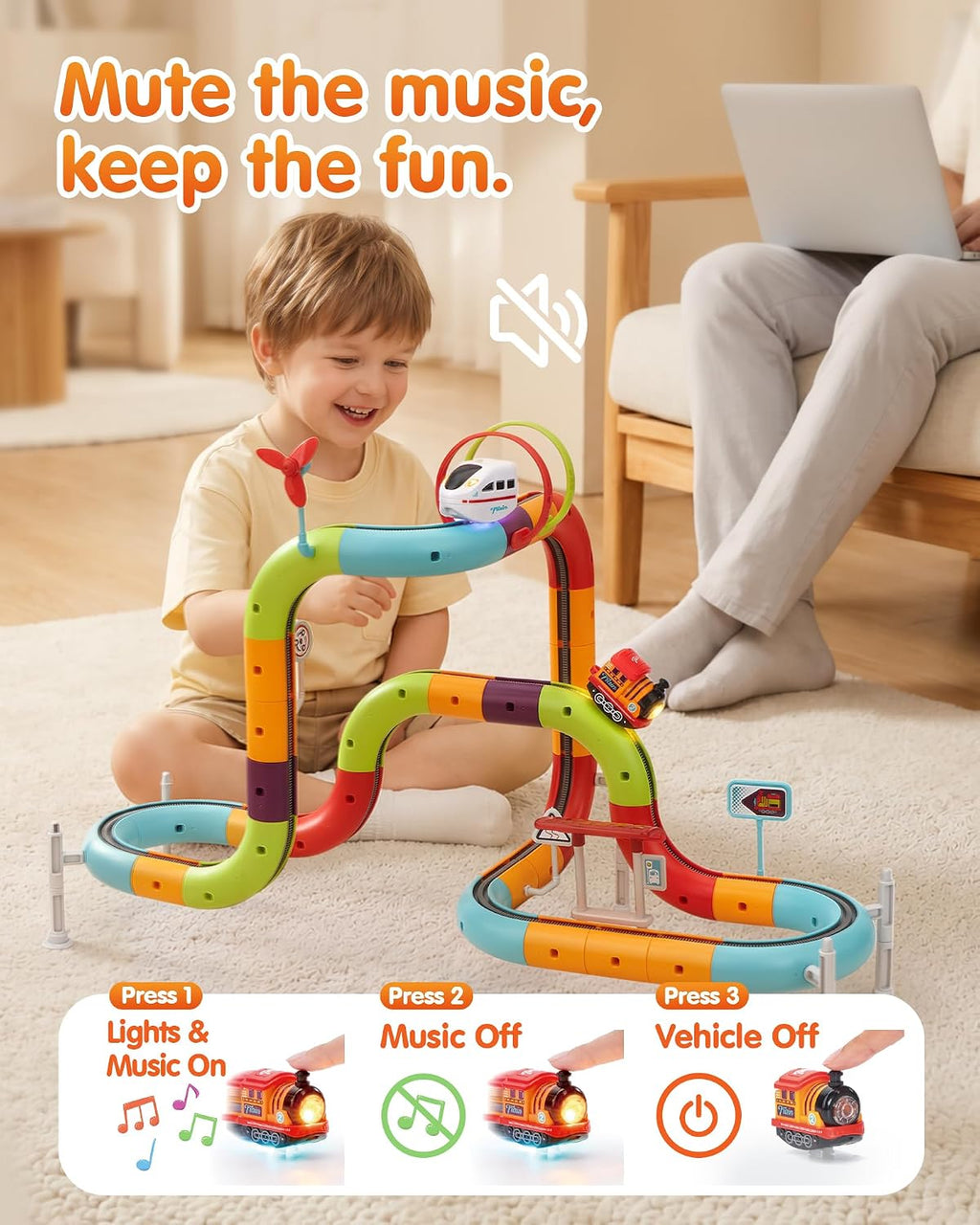 Hahaland 64-Piece Electric Train Set for Kids