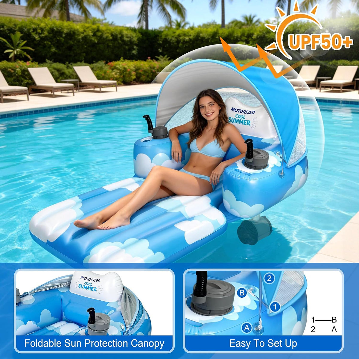 GIGIGO Motorized Pool Float for Adults – Rechargeable Electric Lounger