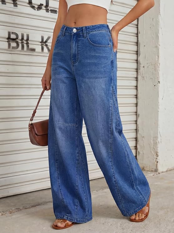 Trendy Queen Women's High Waisted Wide Leg Jeans – Barrel Baggy Pants